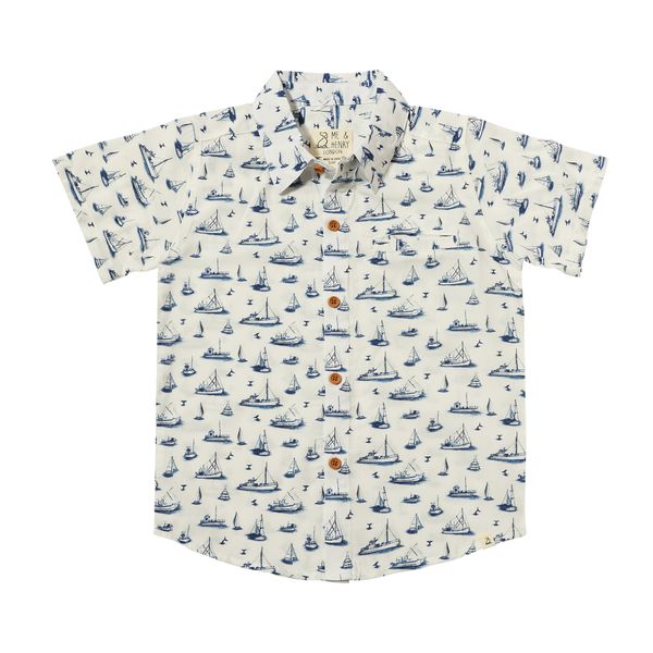 MAUI NAVY BOATS PRINTED SHIRT