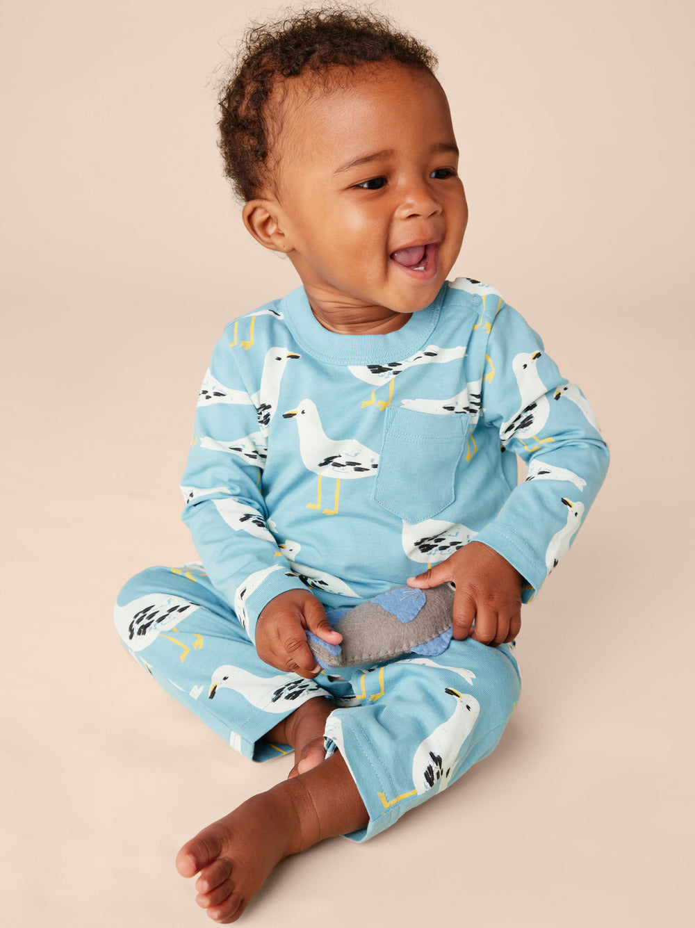 LS Pocket Baby Romper / Seagulls