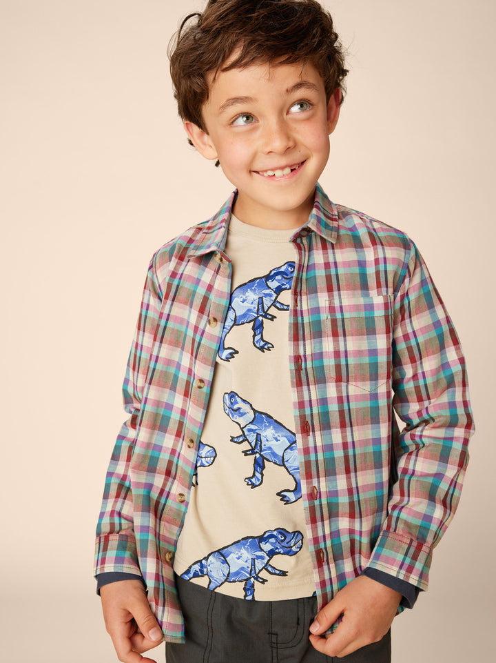 Double Weave Plaid Button