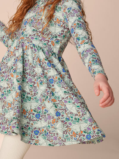 Ruffle Collar Ballet Dress / Iznik Moth Floral