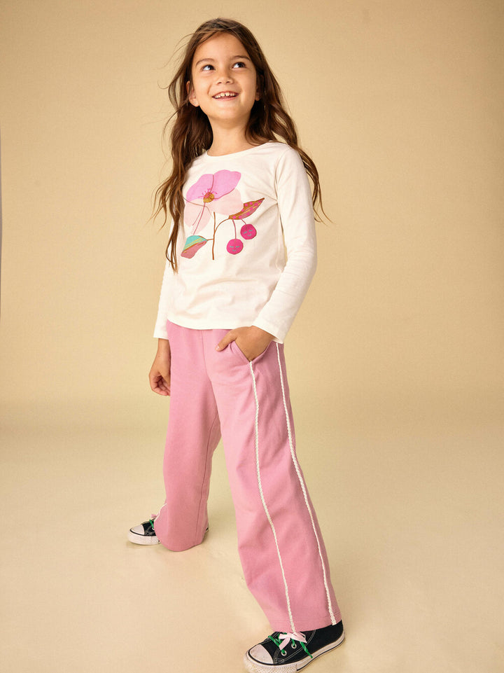 Lace Trim Track Pants/Hydrangea