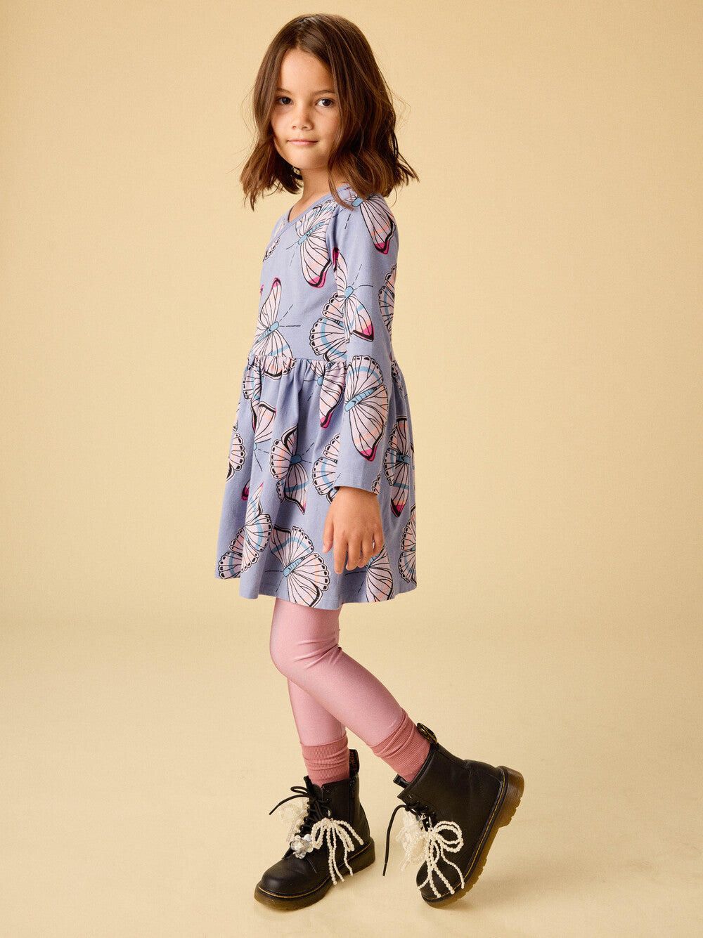 Long Sleeve Wrap Neck Dress| Butterfly Dance