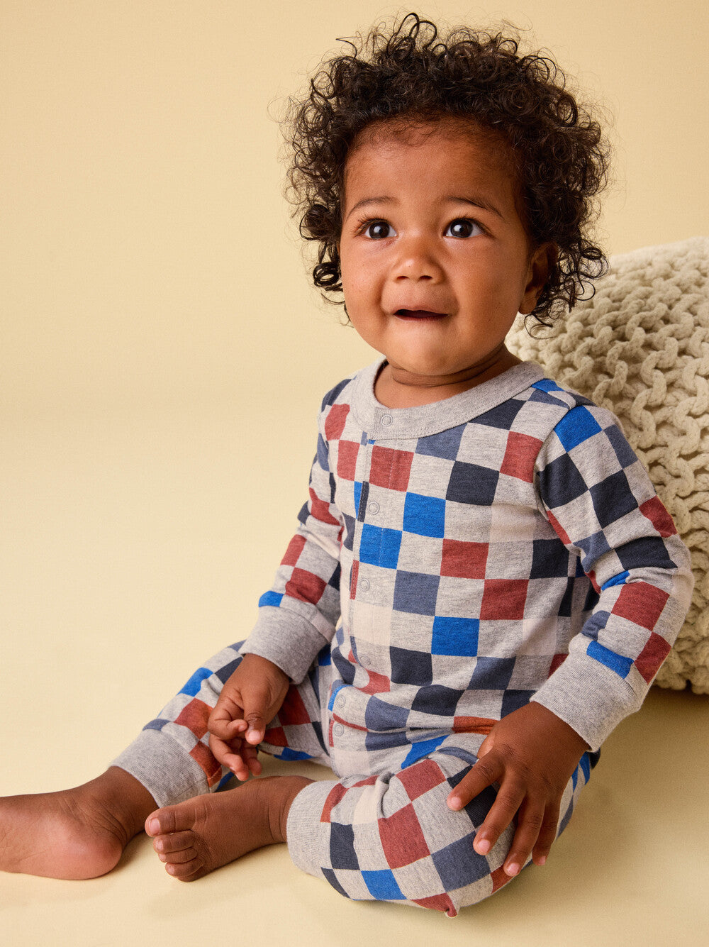 Checkerboard Long Sleeve Romper