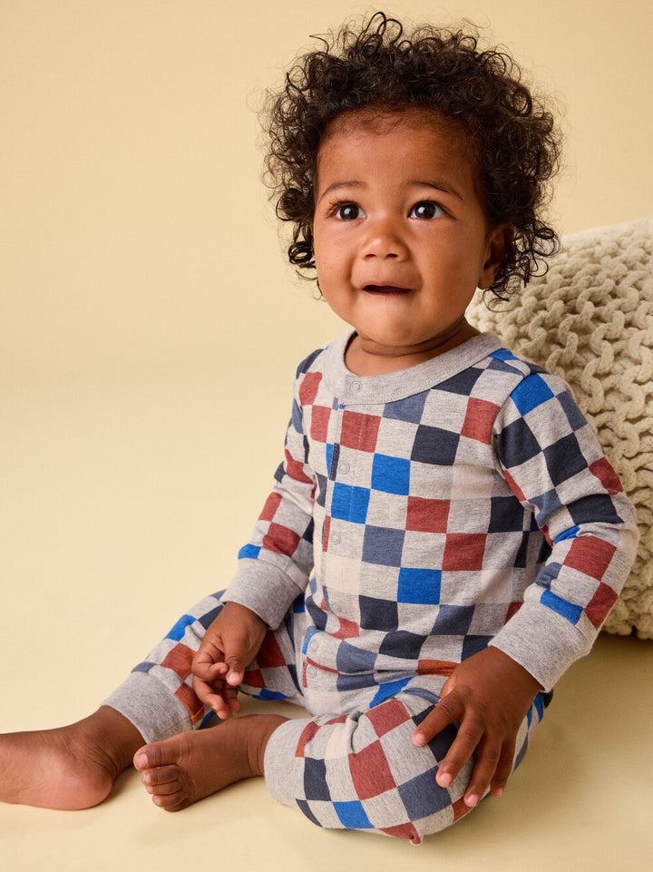 Checkerboard Long Sleeve Romper