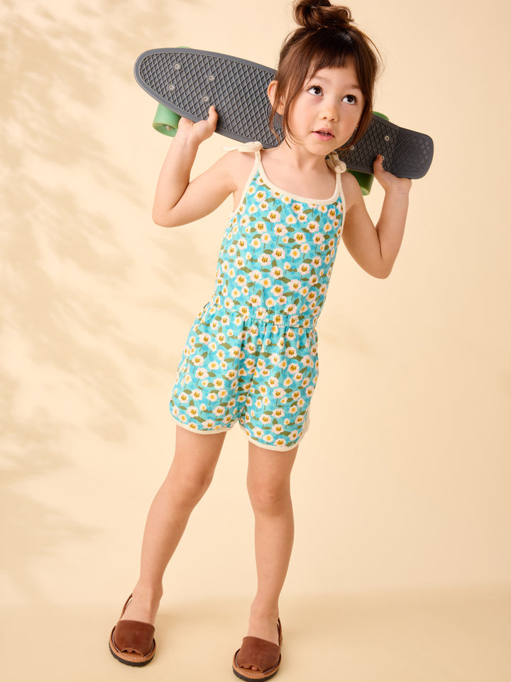 Tie Shoulder Sporty Romper-Kitty Floral