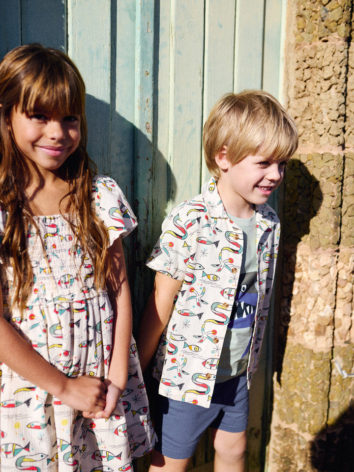 Printed Camp Shirt-Mar de Miro
