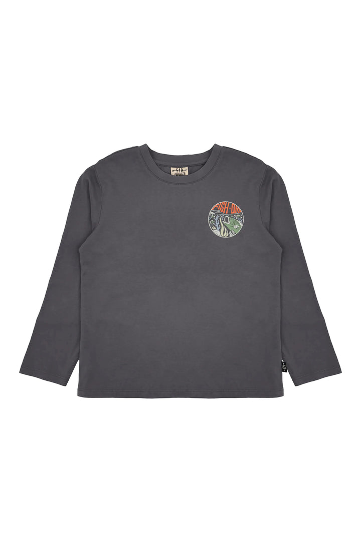 Fish On LS Tee/ Ash Grey