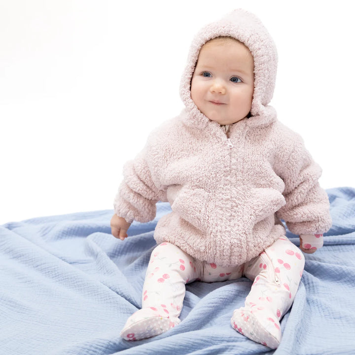 Chenille  Hooded Jacket  Blush