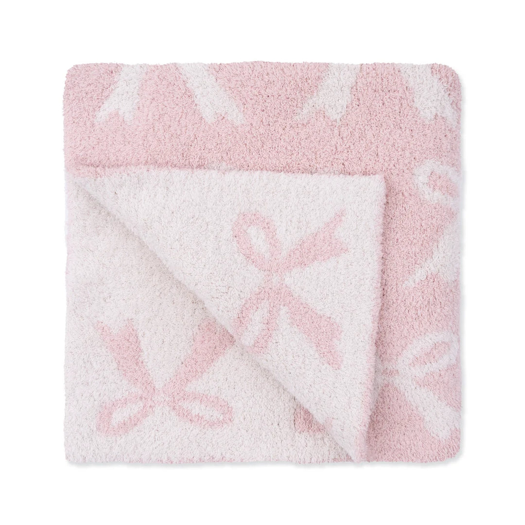 Chenille  Blush Bow Blanket