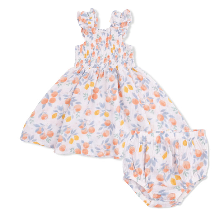 Citrus Floral  Smocked Sundress with Bloomer