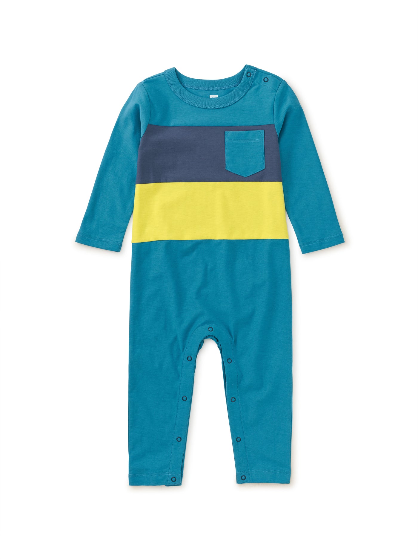 Striped Pocket Baby Romper / Nordic Blue