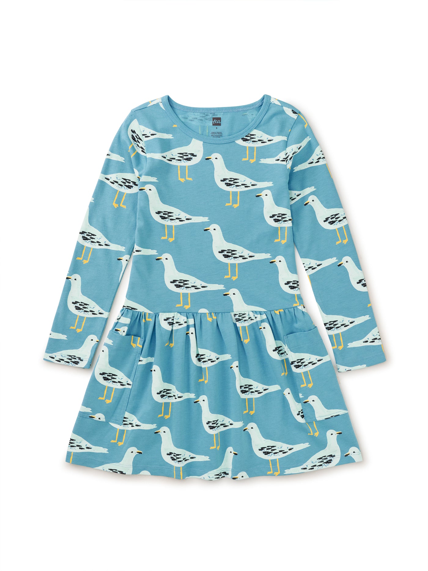 Long Sleeve Pocket Dress / Seagulls