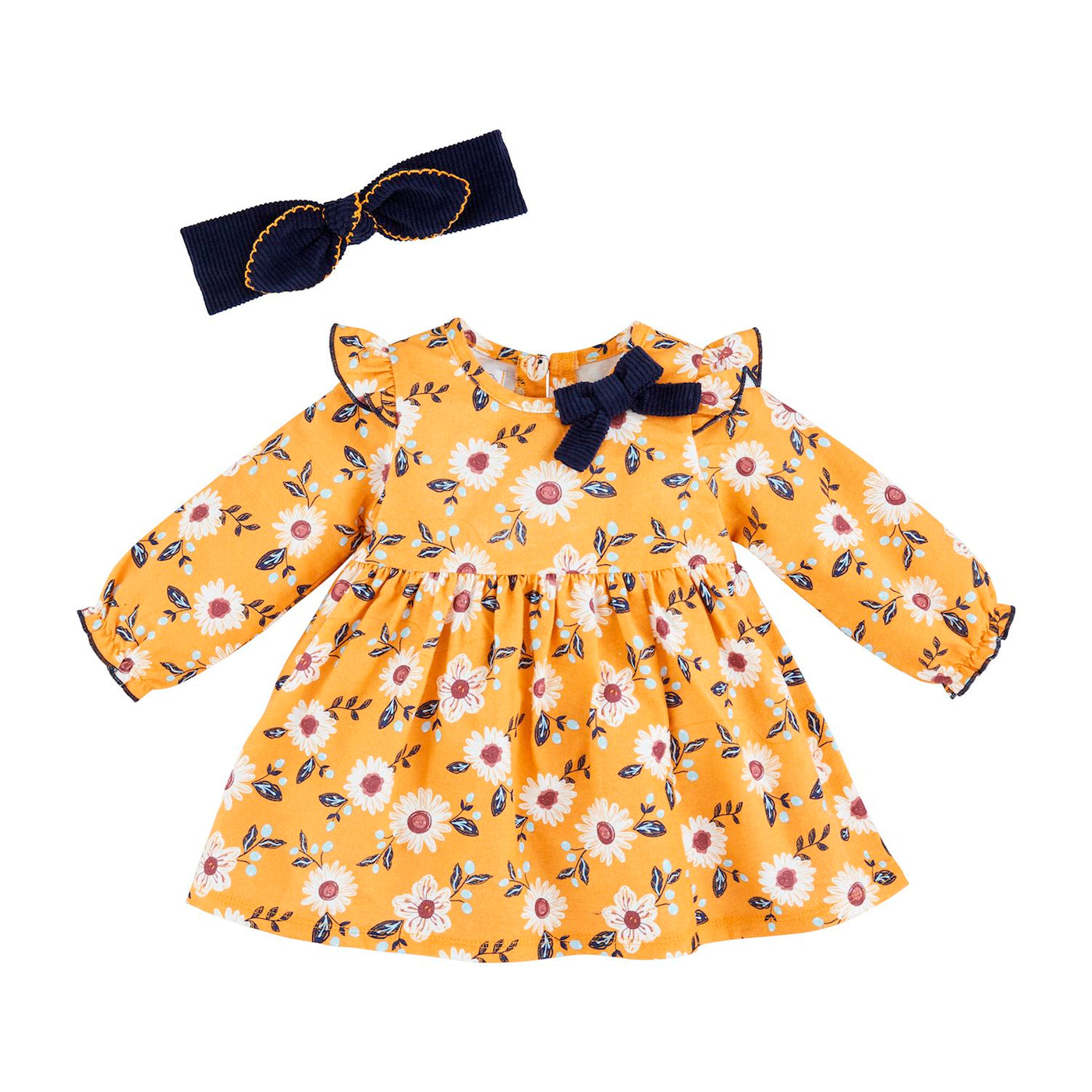 Flower Flannel Dress & Headband Set