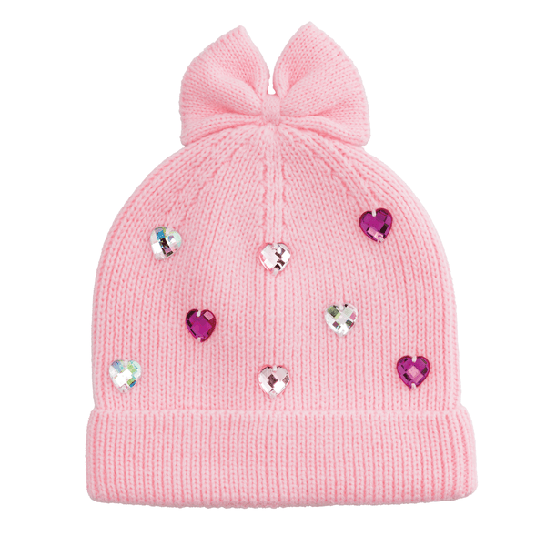 PINK HEARTS RHINESTONE BEANIE