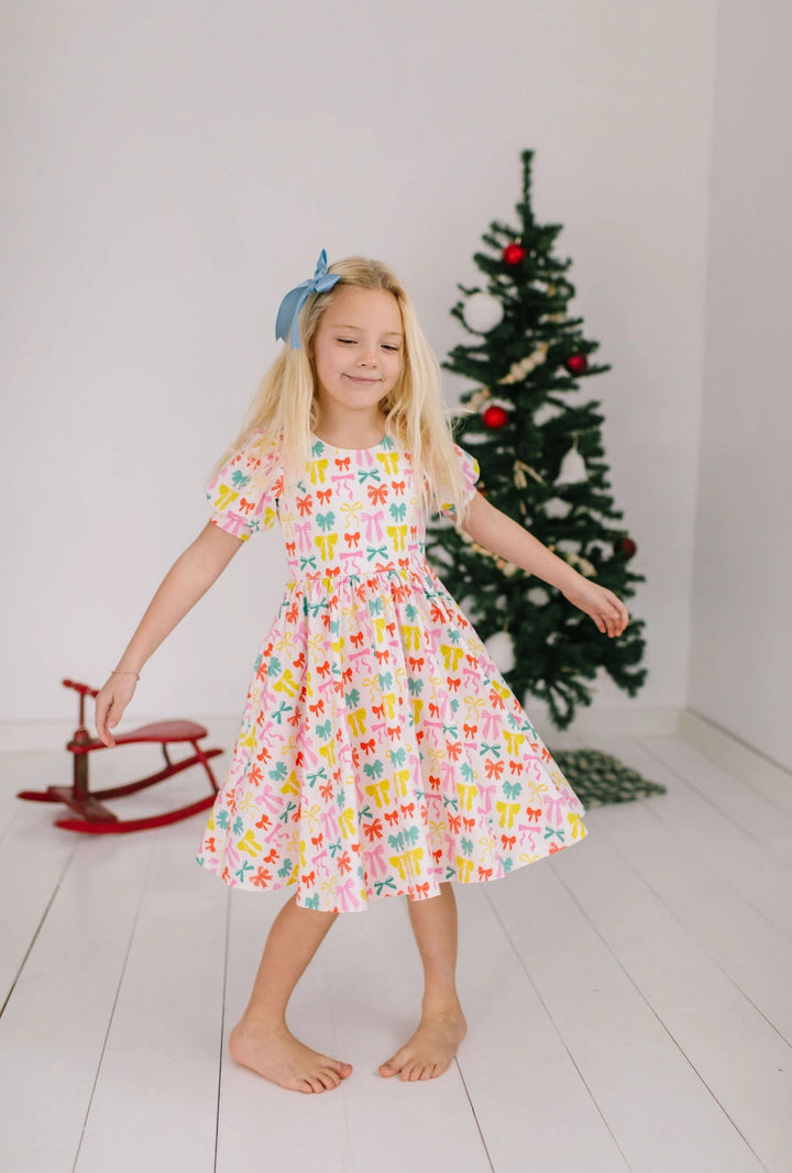 Puff Dress in Holiday Bows