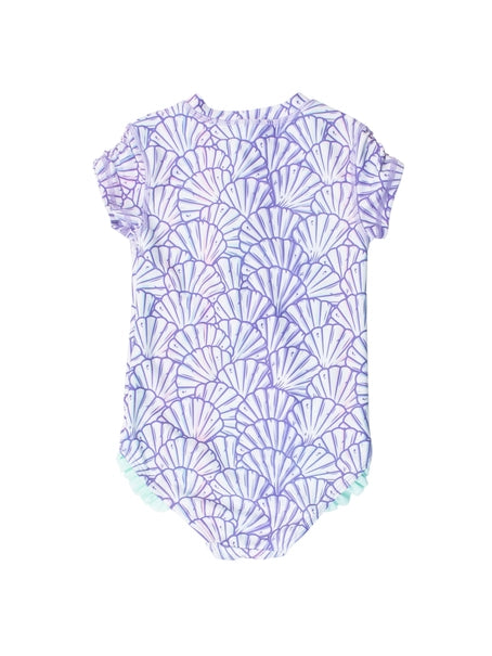 Magical Mermaid SS Rash Guard One Piece Swimsuit | Purple