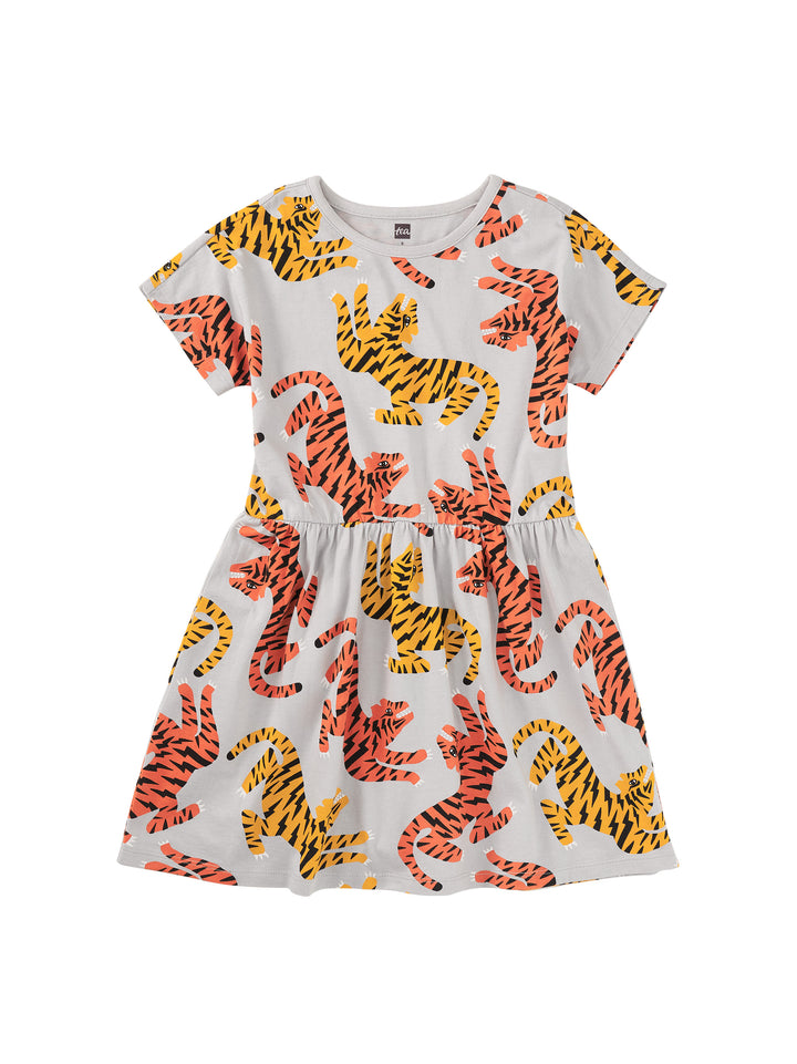 Short Sleeve Twirl Dress/Tiger