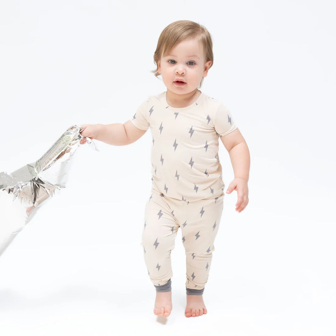 Mini Lightning Bolt  Short Sleeve Loungewear Set