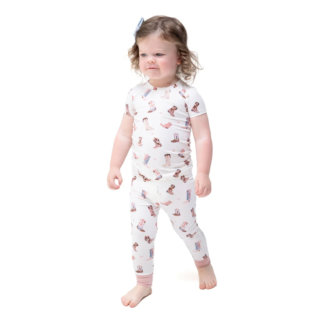 Buckarette Boots  Short Sleeve Loungewear Set