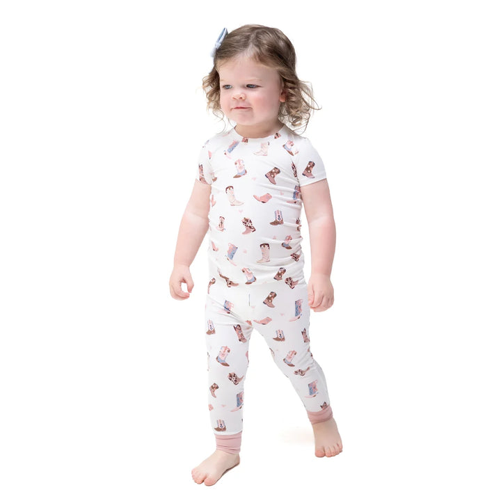 Buckarette Boots  Short Sleeve Loungewear Set