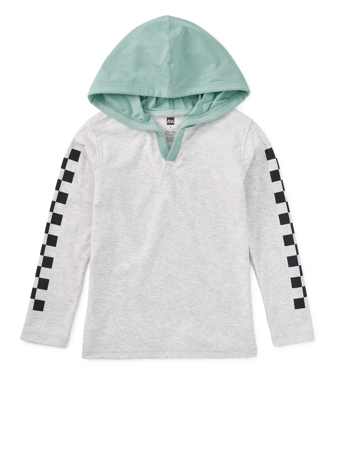 Checker Sleeves Happy Hoodie