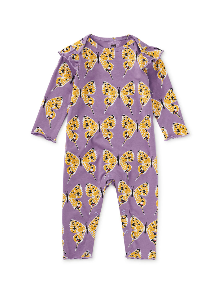 Ruffle Shoulder Romper/Butterflies