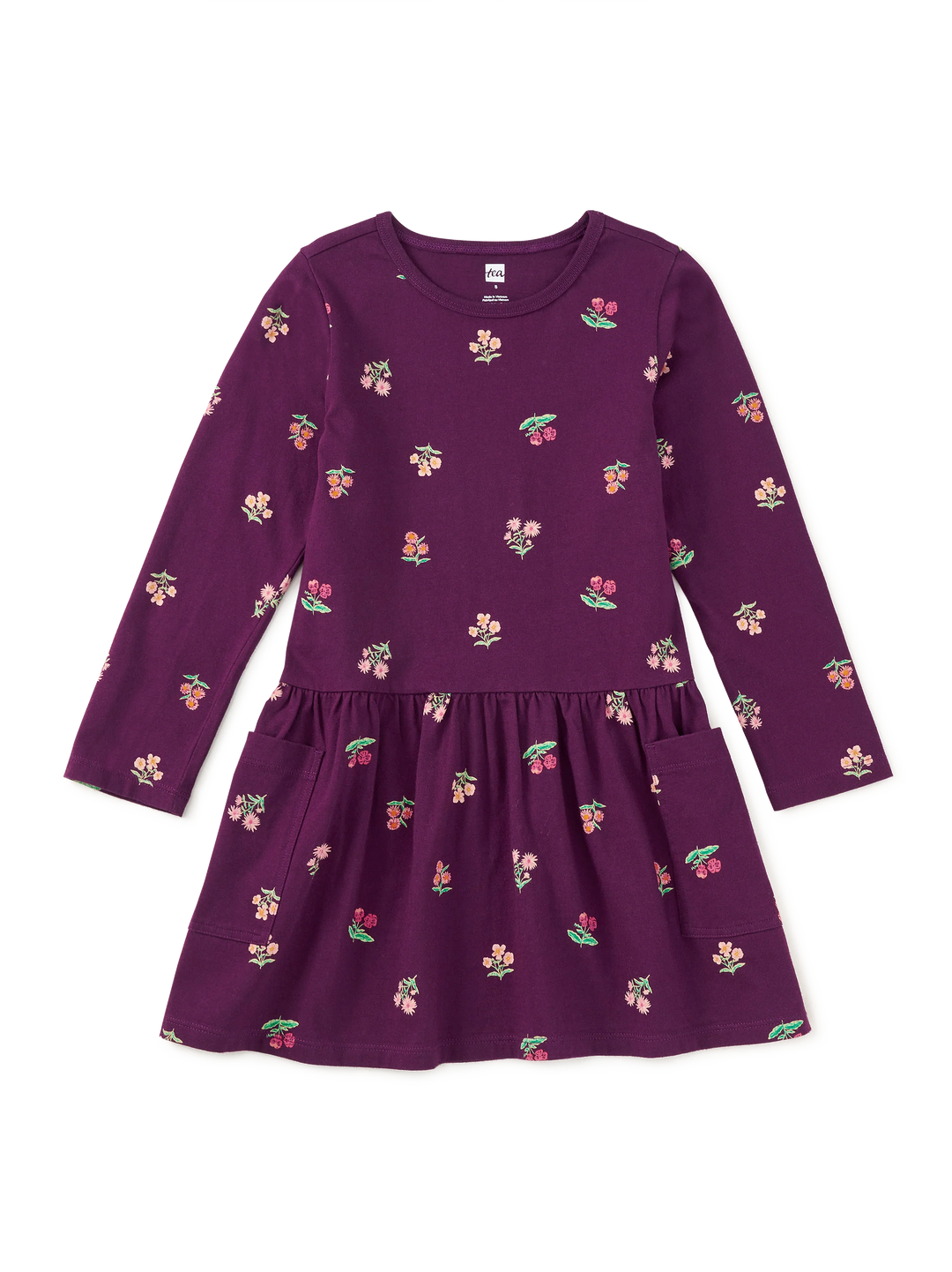 Long Sleeve Pocket Dress/Midnight Posy