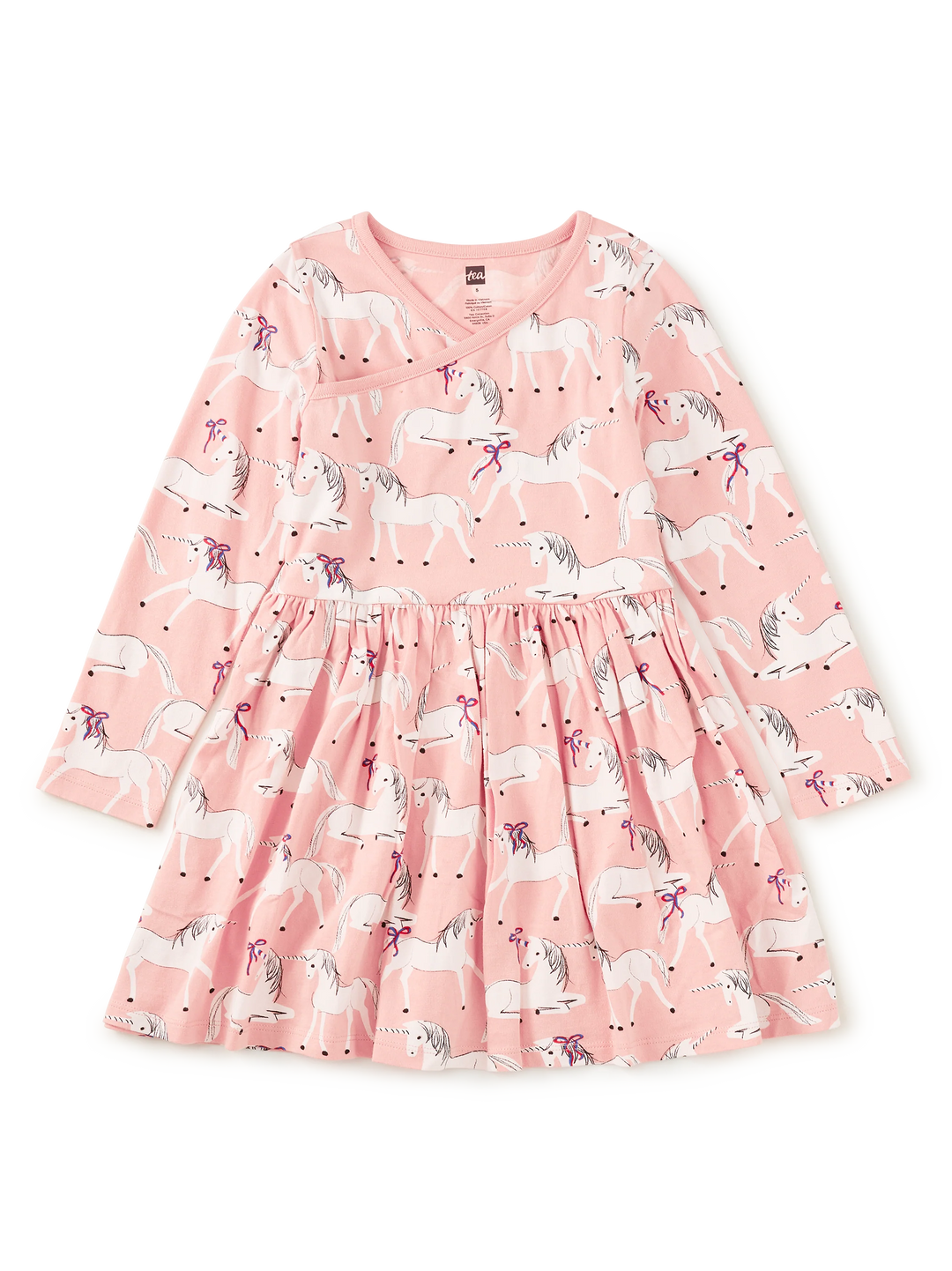 LS Wrap Neck Dress/ Unicorns
