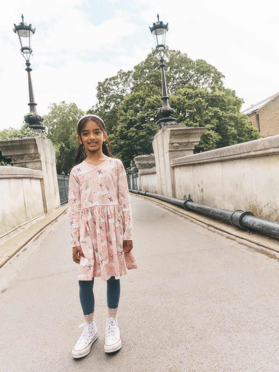 LS Wrap Neck Dress/ Unicorns
