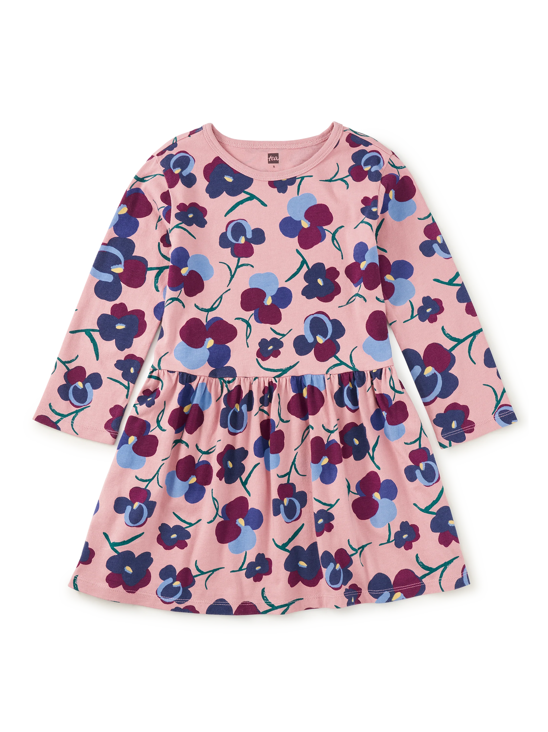 LS Skirted Dress/Painted Pansies