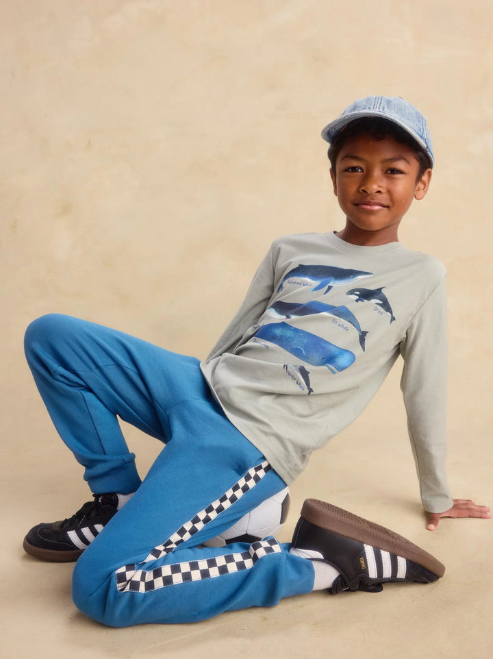 Stripe Out Joggers- Cadet Blue