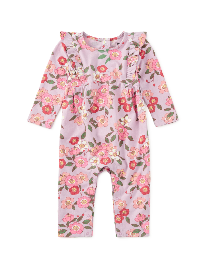 Ruffle Shoulder Baby Romper/Rose Canina