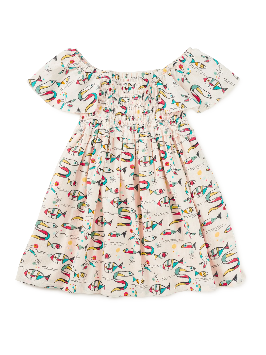 Flutter Sleeve Smocked Dress