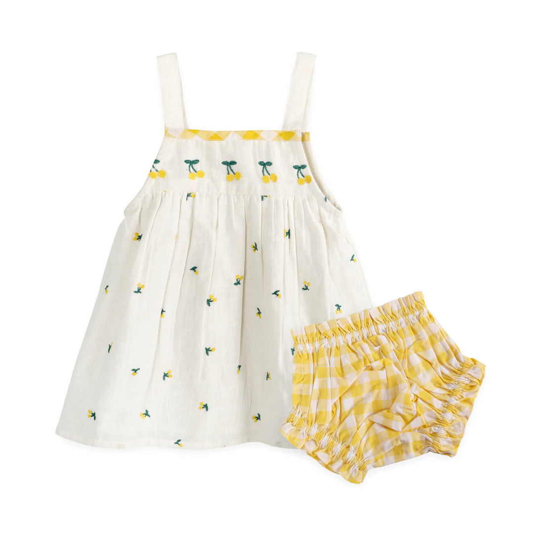 organic cotton baby dress Strawberry Embroidered Sweater Knit Baby Dress (Organic Cotton) Sweet Cream / 12-18M