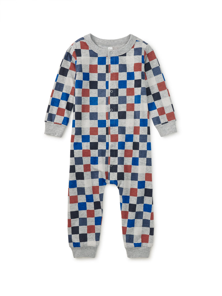 Checkerboard Long Sleeve Romper