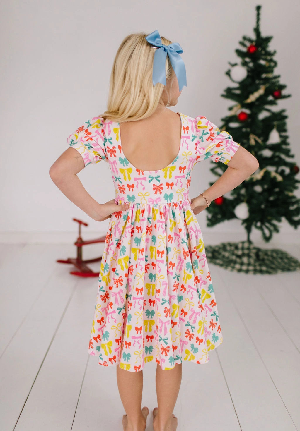 Puff Dress in Holiday Bows