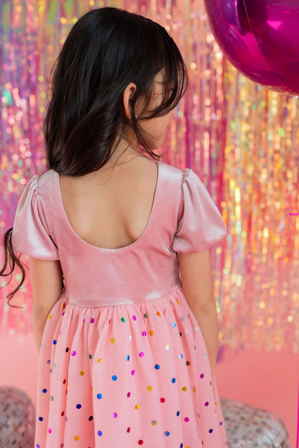 Diana Puff Dress in Pink Confetti