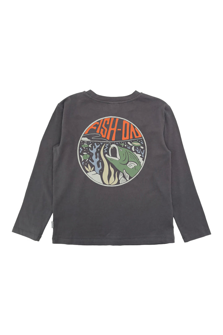 Fish On LS Tee/ Ash Grey