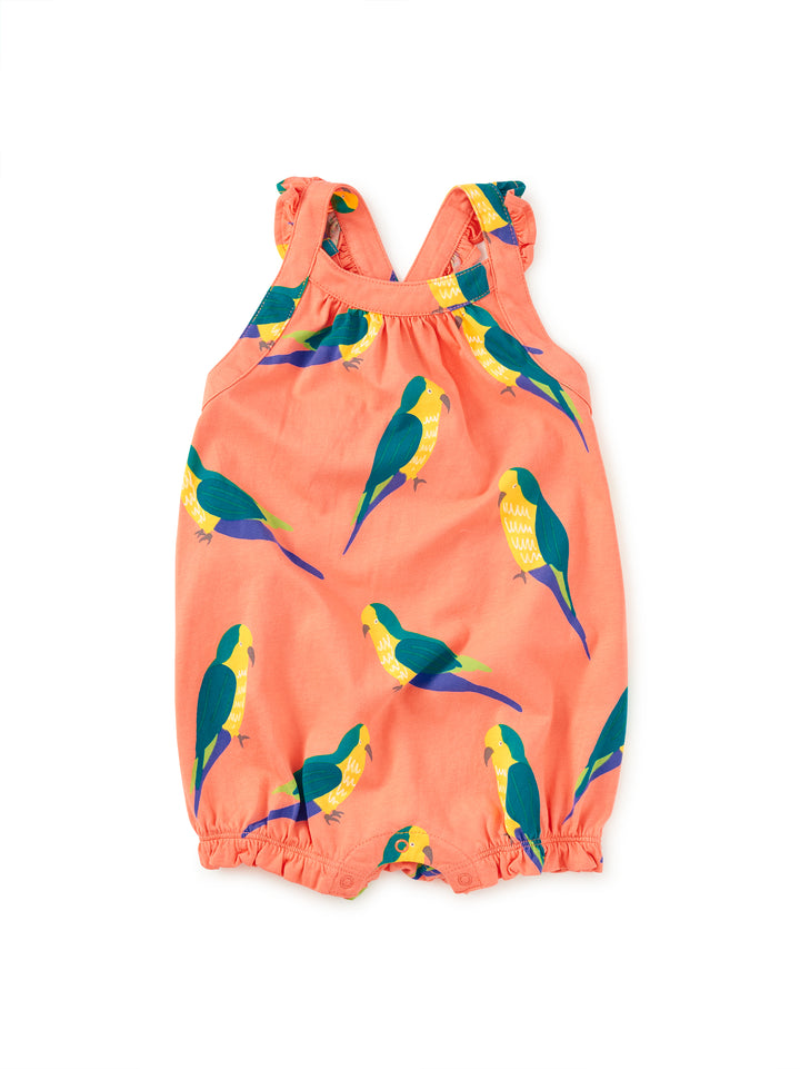 Cross-Back Baby Romper Monk Parakeet