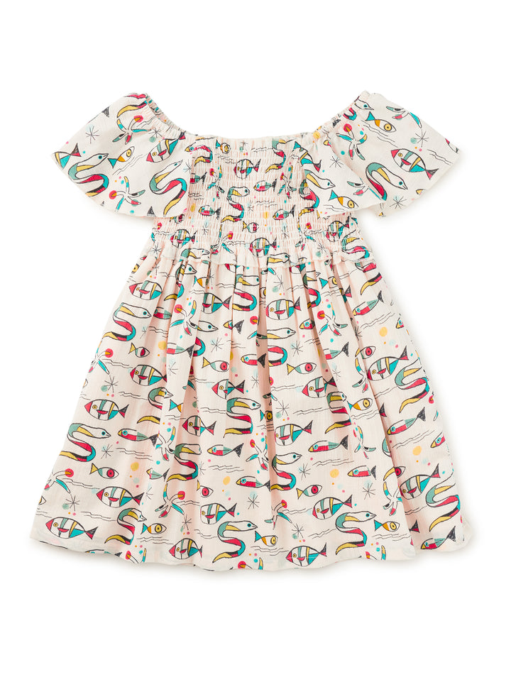 Flutter Sleeve Smocked Dress-Mar de Miro