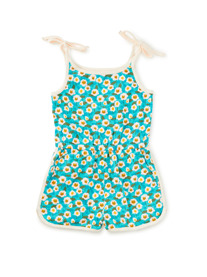 Tie Shoulder Sporty Romper-Kitty Floral