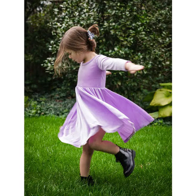 Twirly Dress in Lavender Velvet