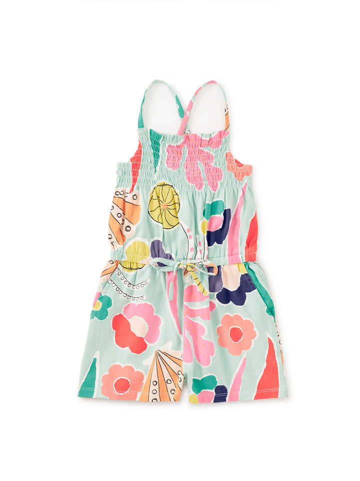 Smocked Strappy Romper|Sea Floral