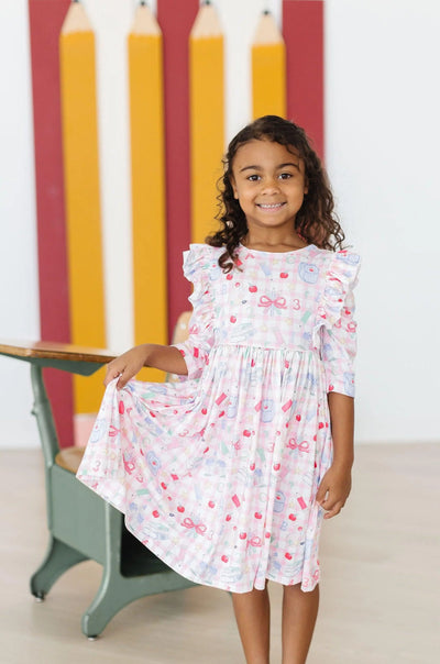 School Days 3/4 Sleeve Ruffle Twirl Dress