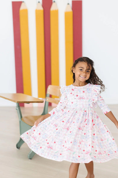 School Days 3/4 Sleeve Ruffle Twirl Dress