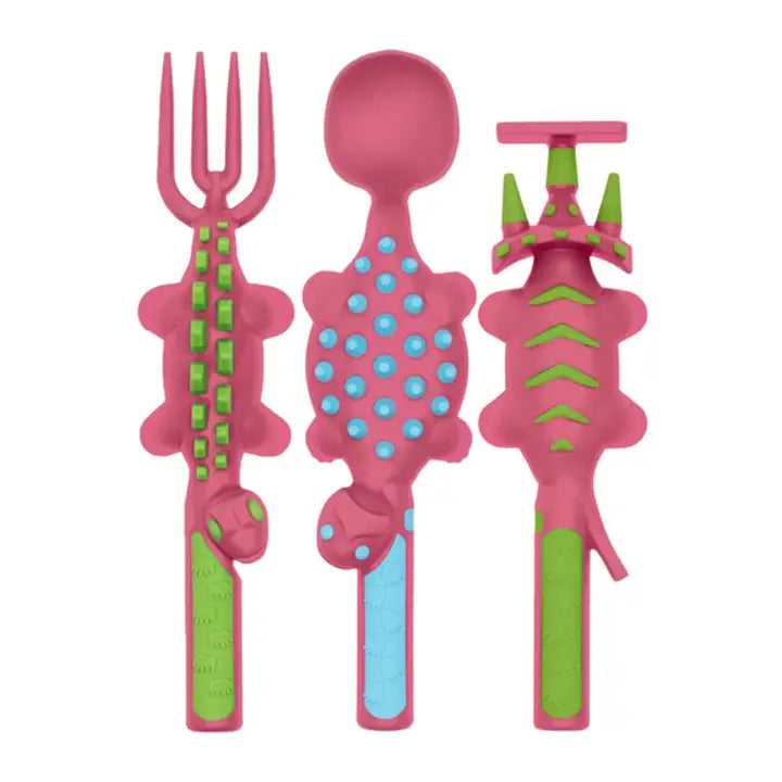 Pink Dino Utensil Set