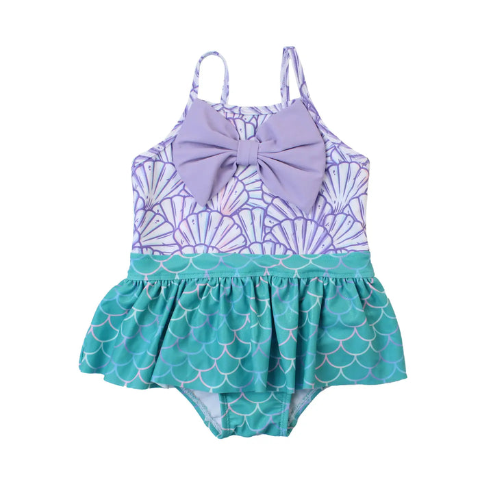 Magical Mermaid Big Bow Skirted One Piece Swimsuit | Purple