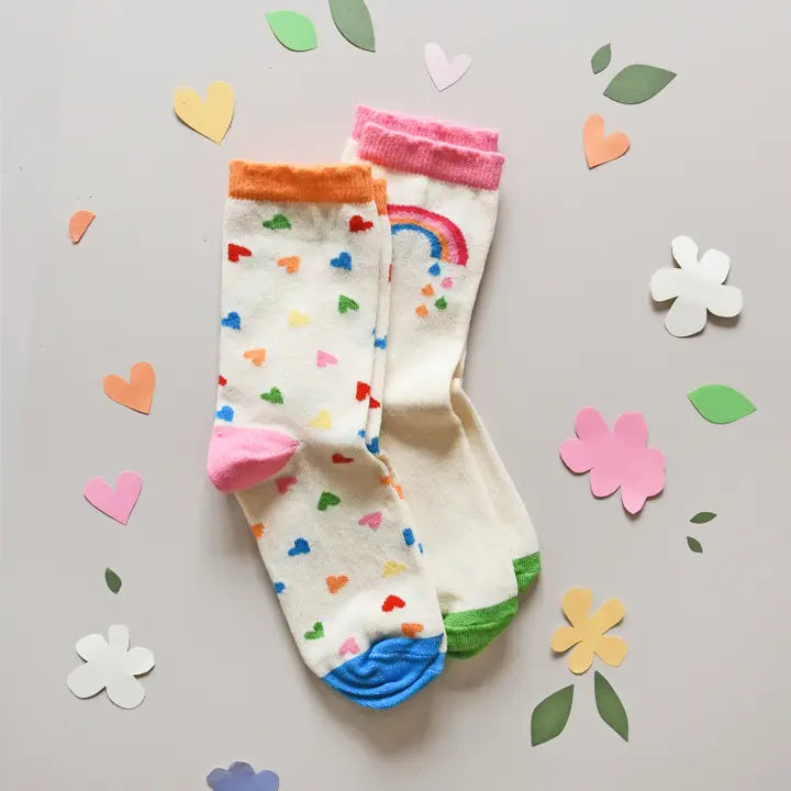 Rainbow Hearts Sock