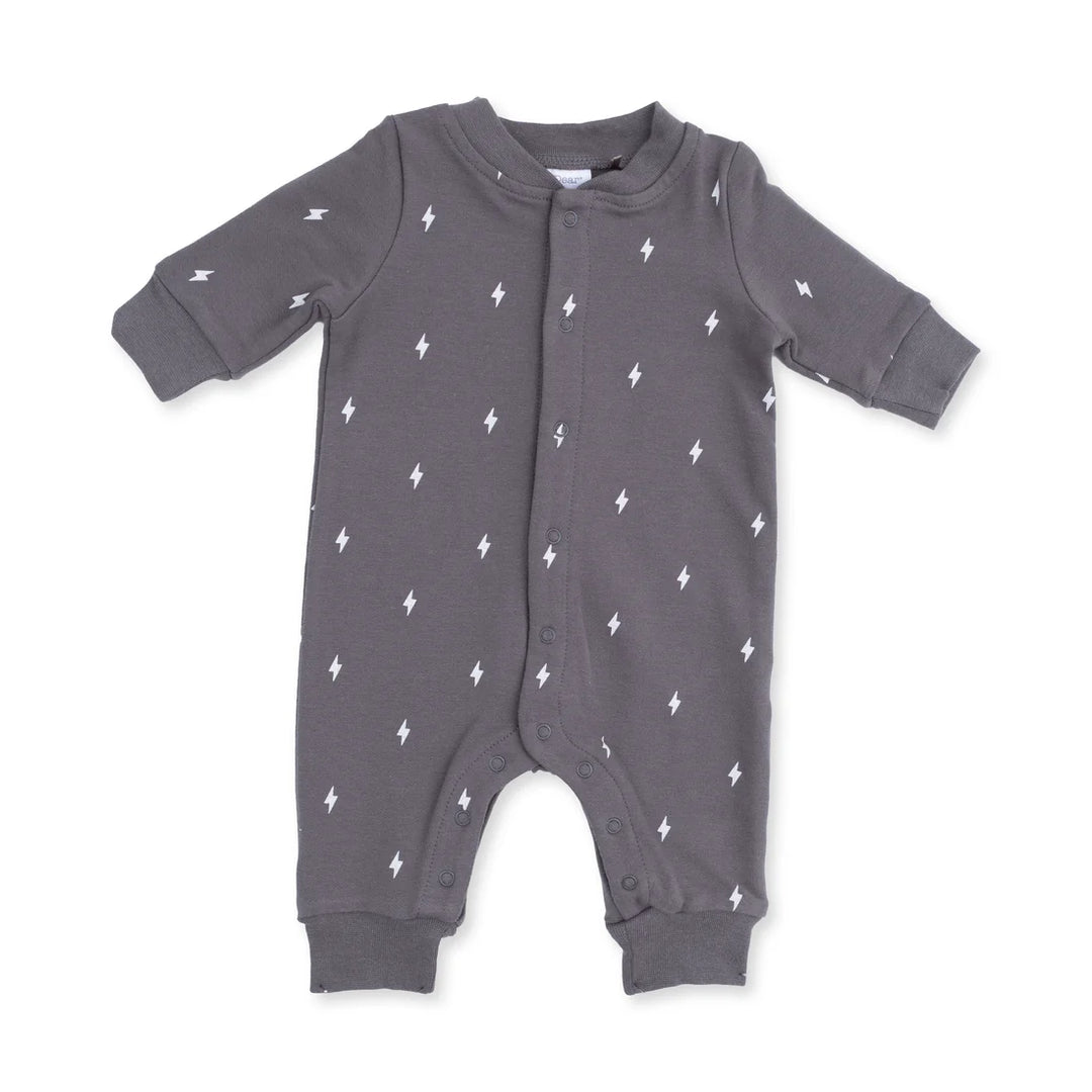 Lightning Bolt  Baseball Collar Button Up Romper