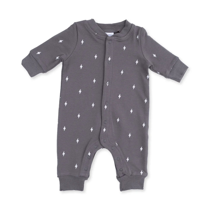 Lightning Bolt  Baseball Collar Button Up Romper